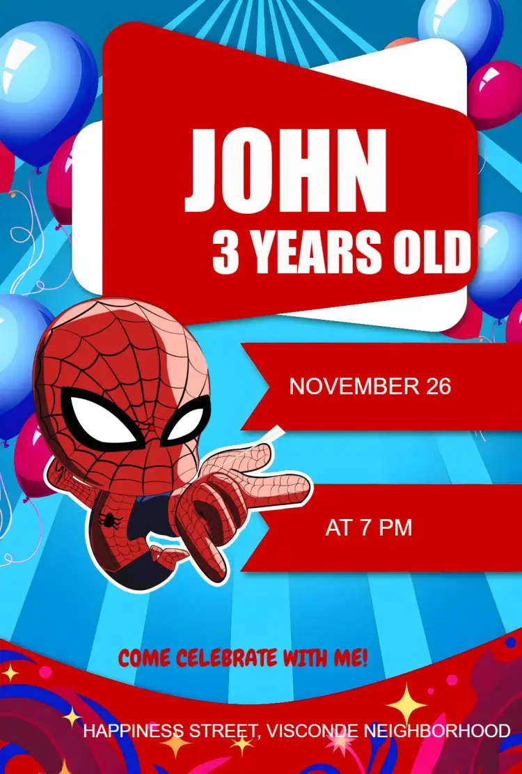 White Spider Man invitation