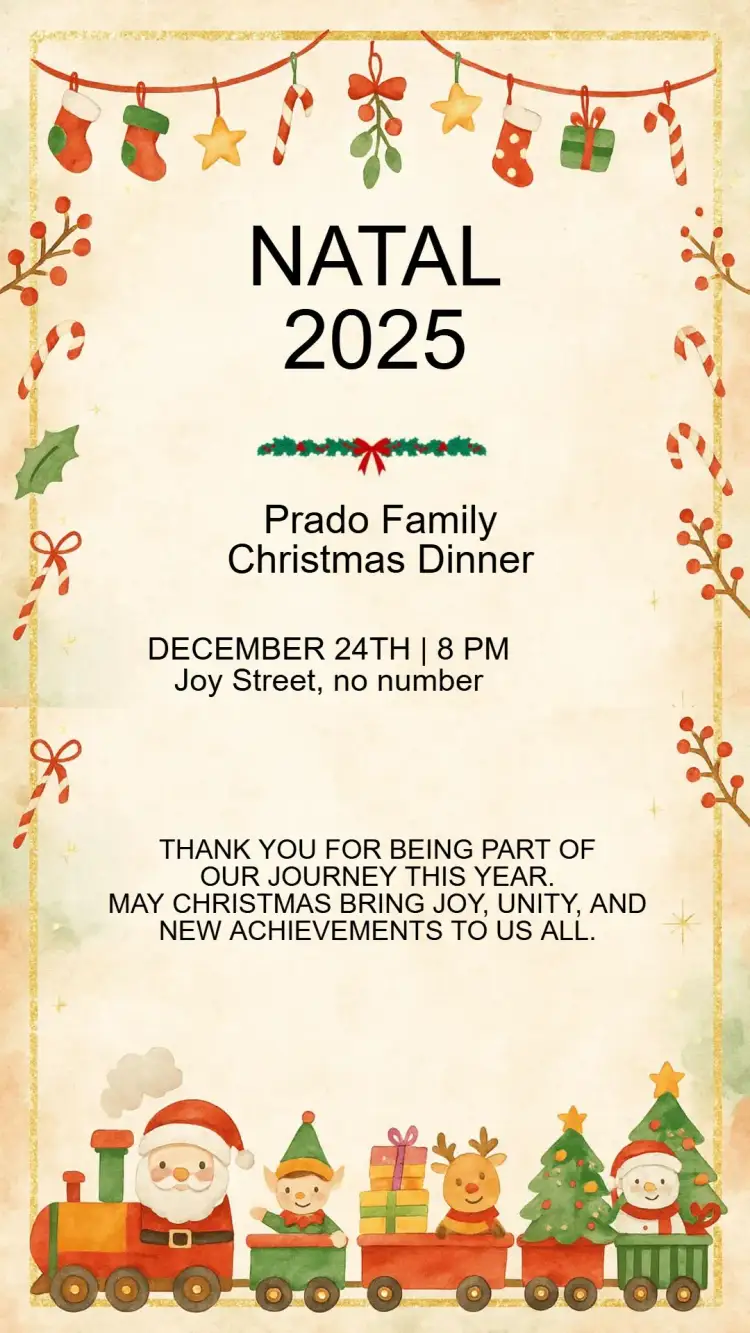 Invitation Christmas Party Invitation – Commemorative Dates theme red and green, golden, vintage, minimalist, Christmas illustrations, rustic style