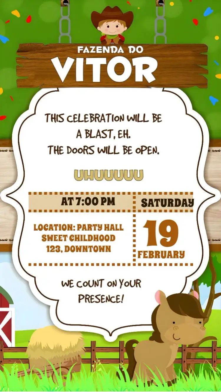 Farm Horse Whatsapp invitation