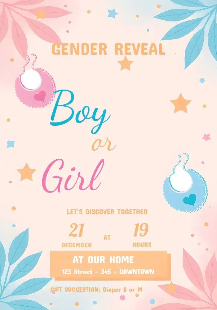 Diaper Reveal Tea Party invitation
