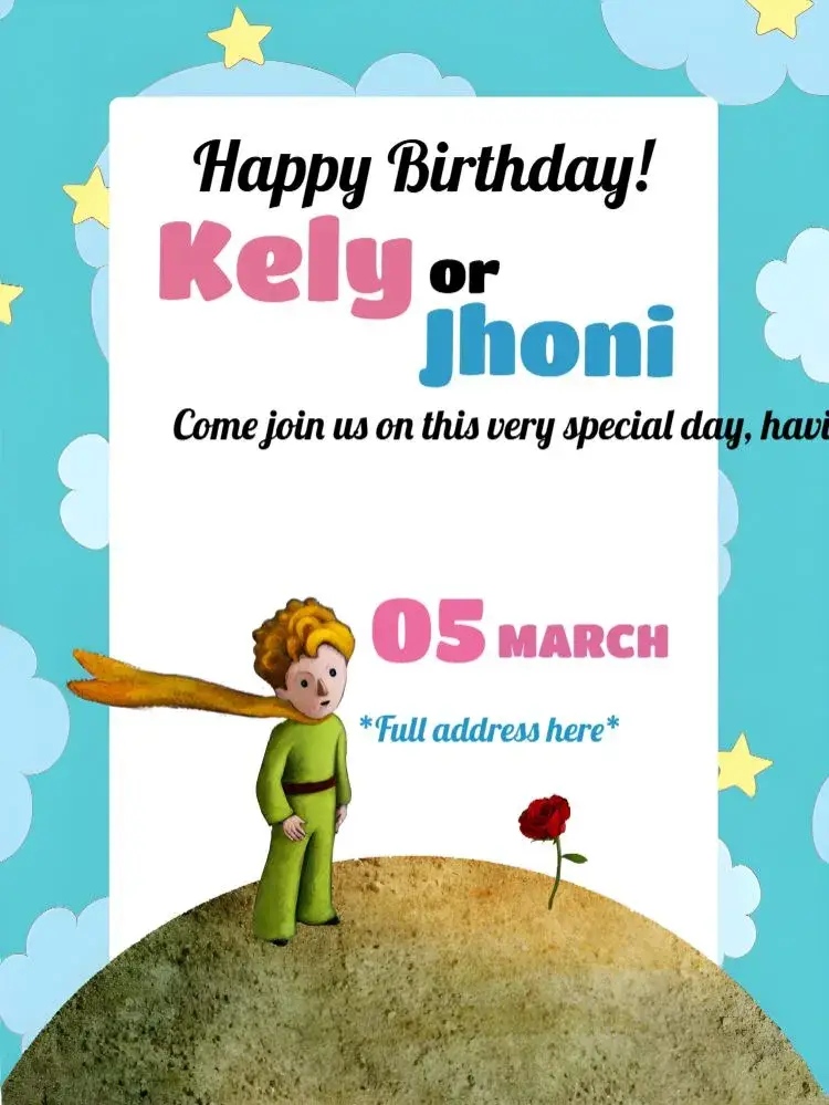 Little Prince Template invitation