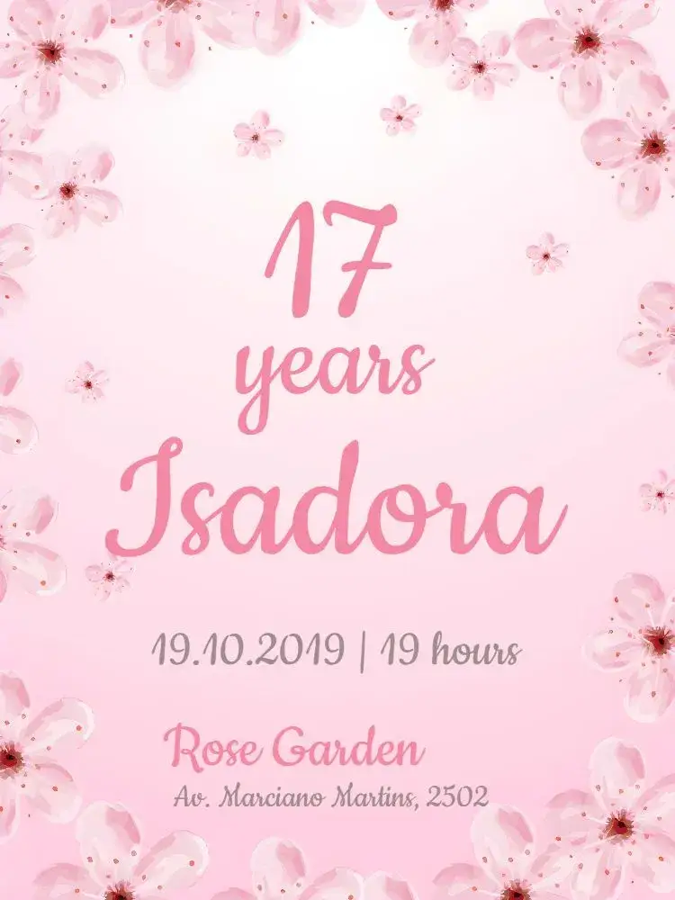 Invitation Classic 15th Birthday Party With Flowers In The Garden – Sweet 15 theme floral, minimalist, delicate, elegant, modern, romantic