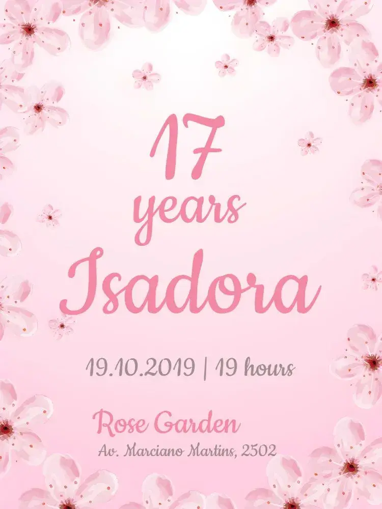 Classic 15th Birthday Party With Flowers In The Garden invitation