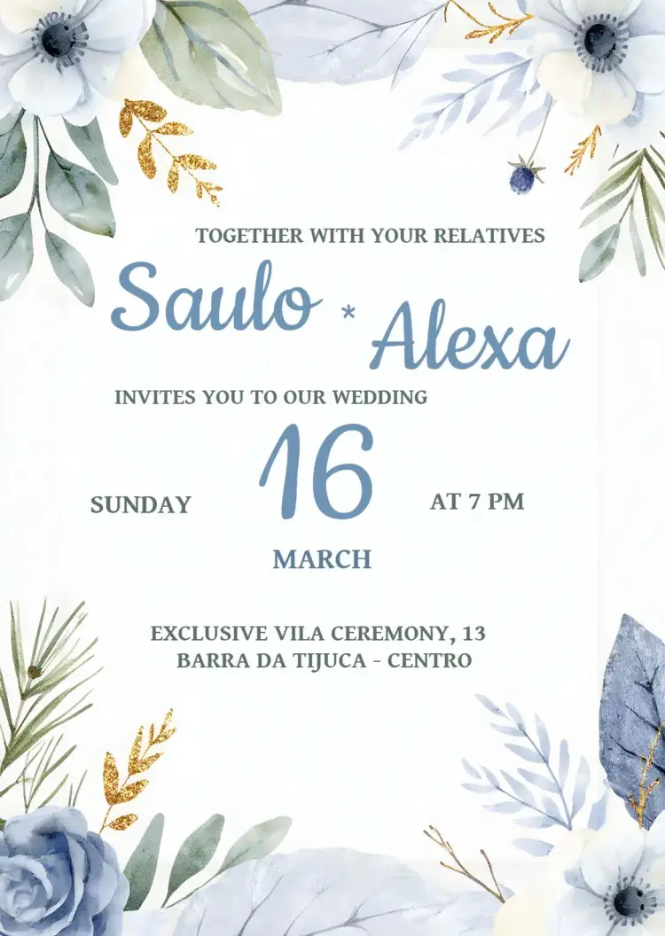 Invite Floral Couple Wedding editable and customizable