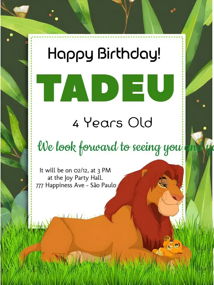 Lion King Leaves invitation