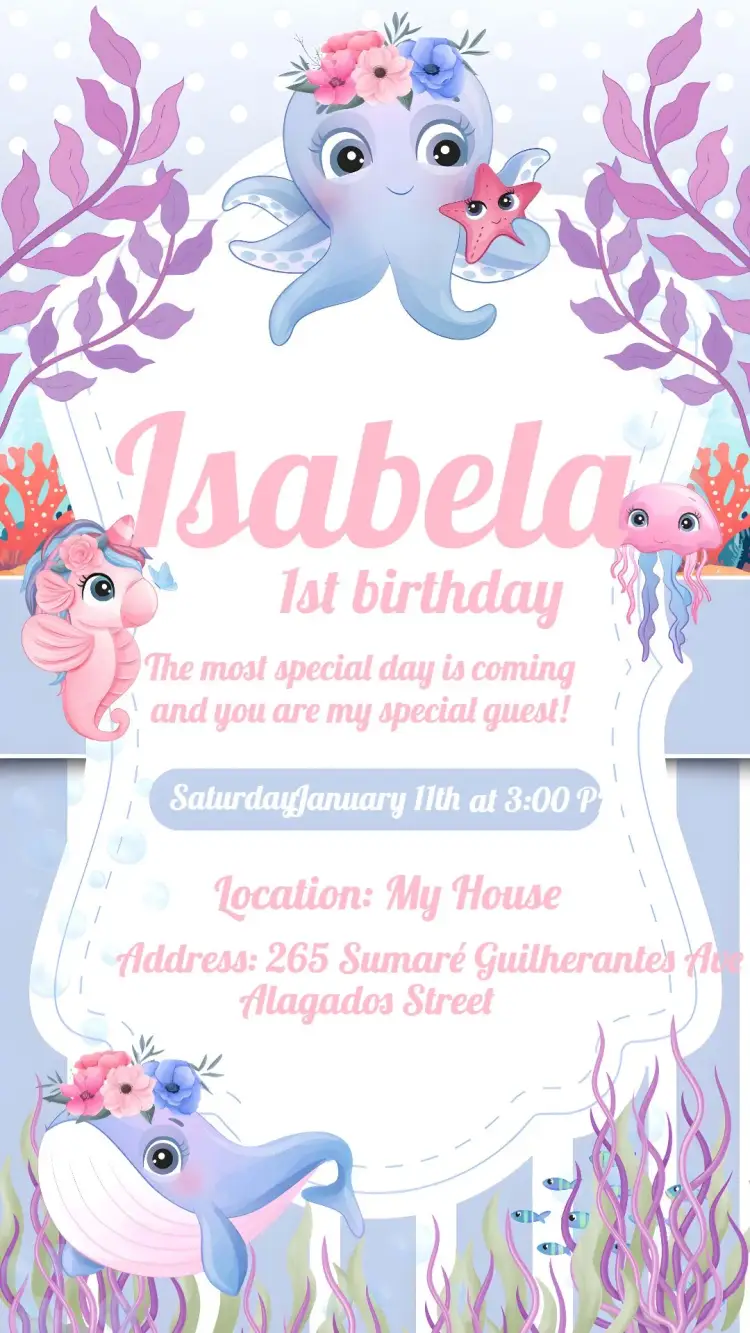 Under the Sea Floral Octopus invitation