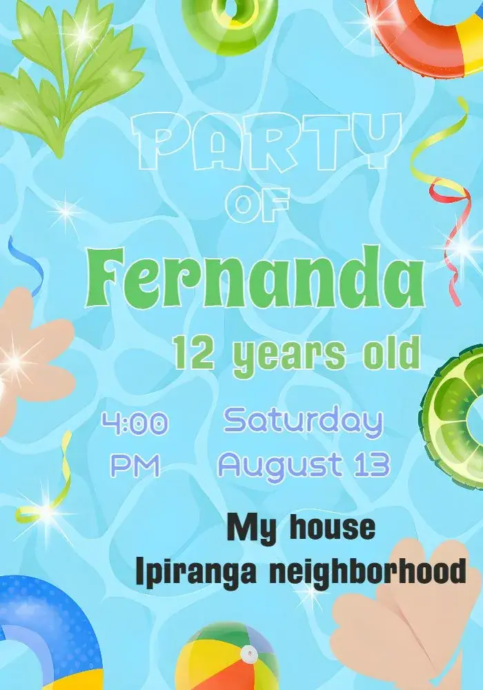 Children's Pool Party invitation
