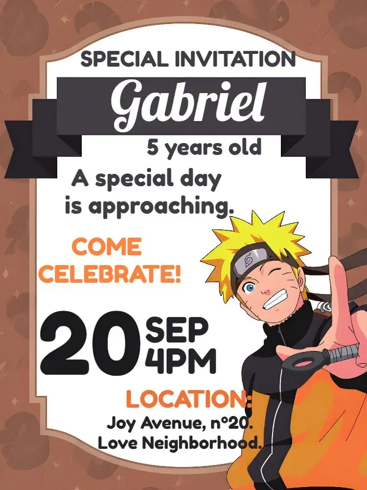 Orange Naruto invitation