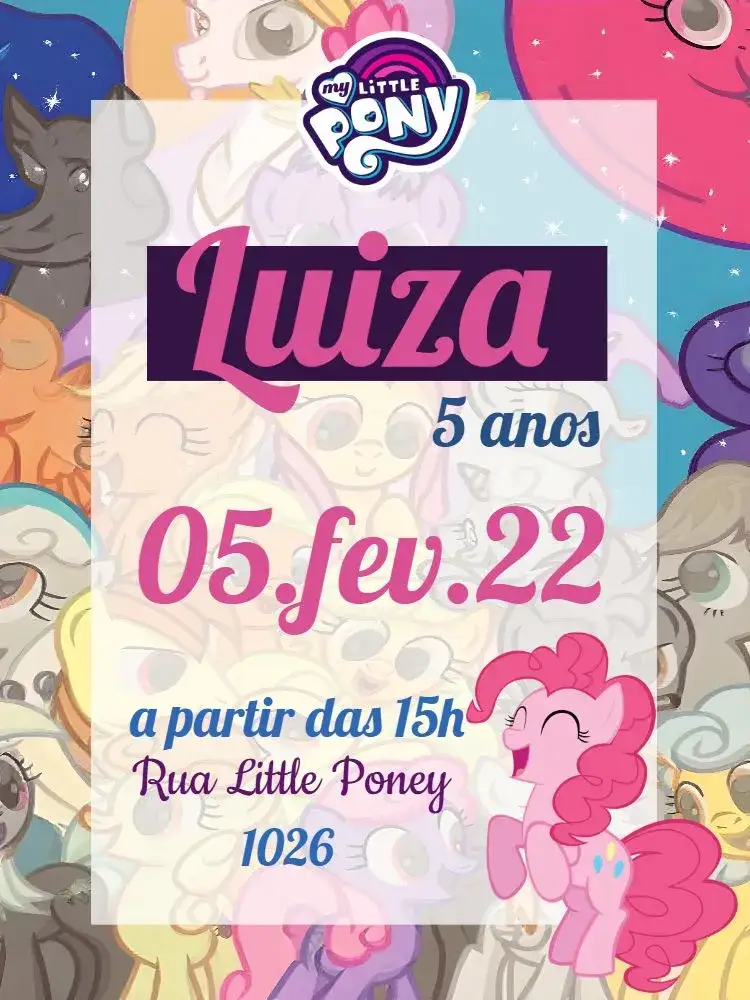 Invitation My Little Pony Kids – Kids' Birthday Party theme colorful, fantasy-themed, feminine, playful, vibrant, magical