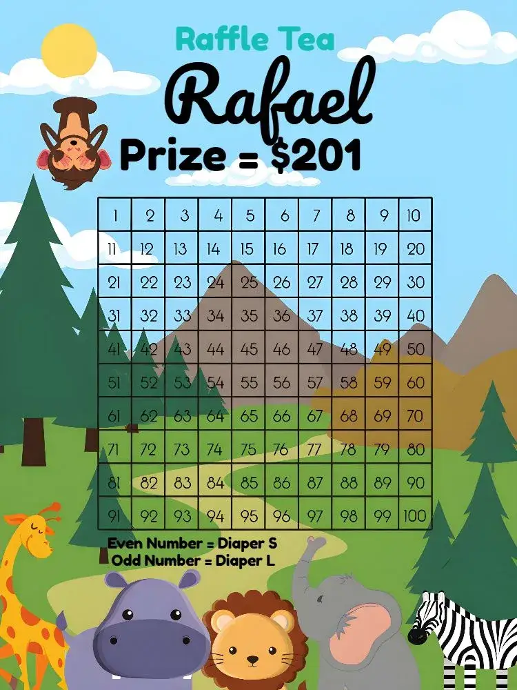 Invitation Safari Giraffe Raffle Tea – Raffle Tea theme safari, jungle animals, blue, fun, children's, tropical