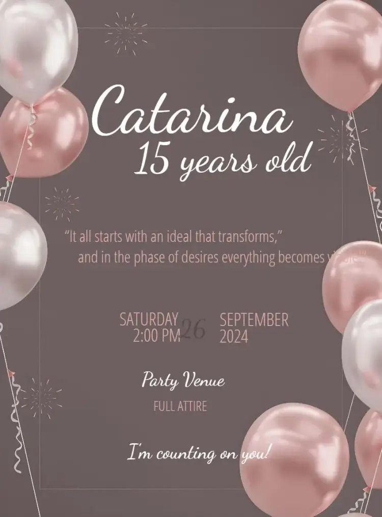 15 Years Rose Gold Brown invitation
