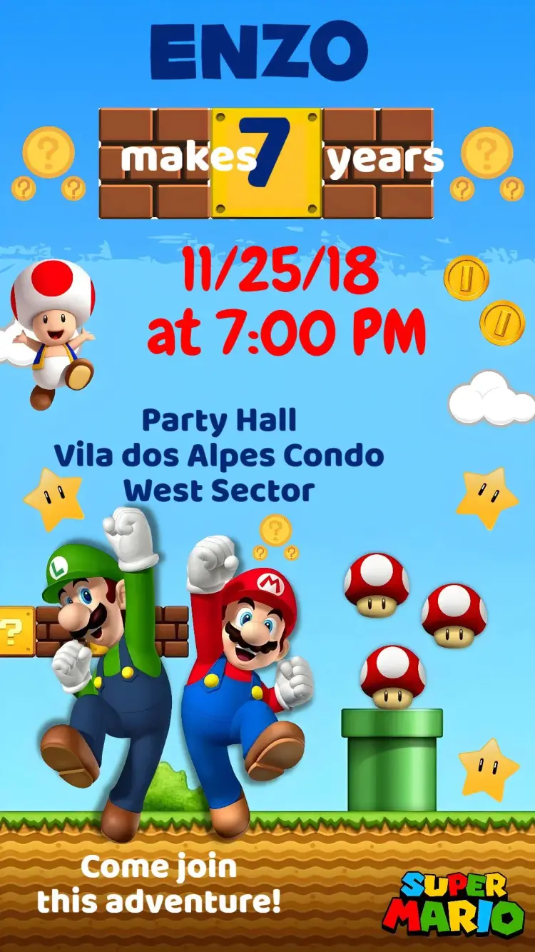 Super Mario Bros invitation