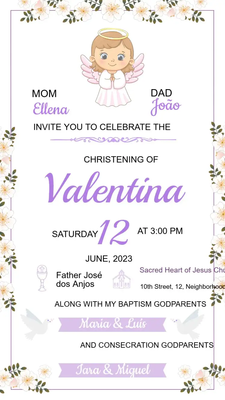 Invitation Baptism Invitation – Baptism theme floral, minimalist, pastel, golden, modern