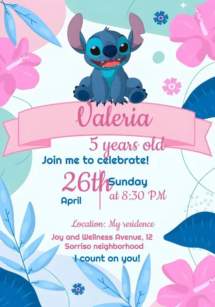 Invitation Stitch Party – Most searched for theme fun, colorful, childish, themed, vibrant