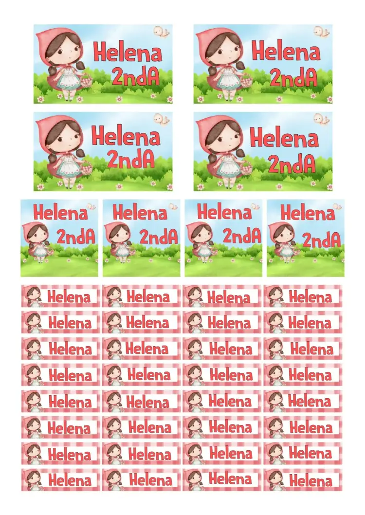 Little Red Riding Hood school label invitation