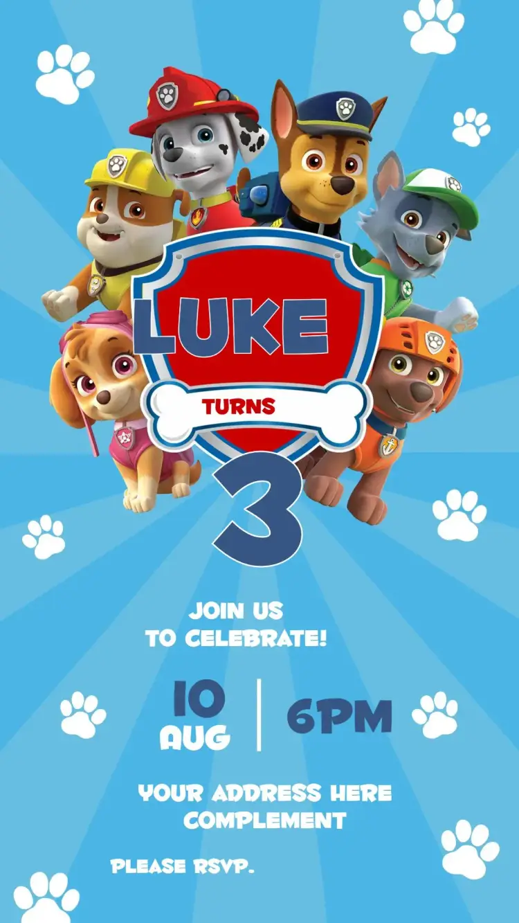 Paw Patrol invitation