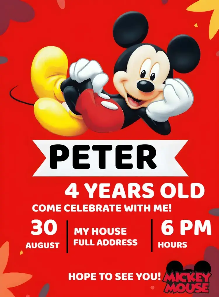 Mickey Mouse Disney invitation