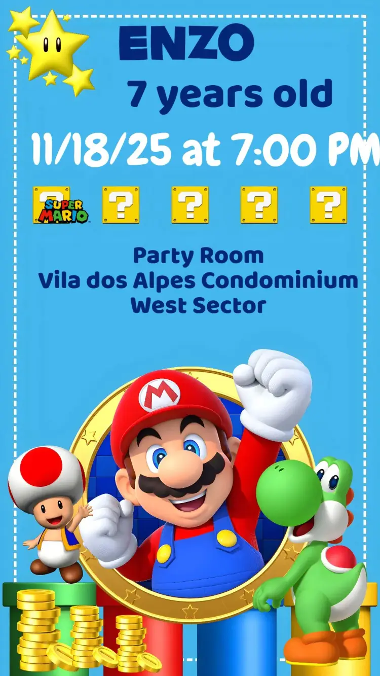 Super Mario Bros invitation
