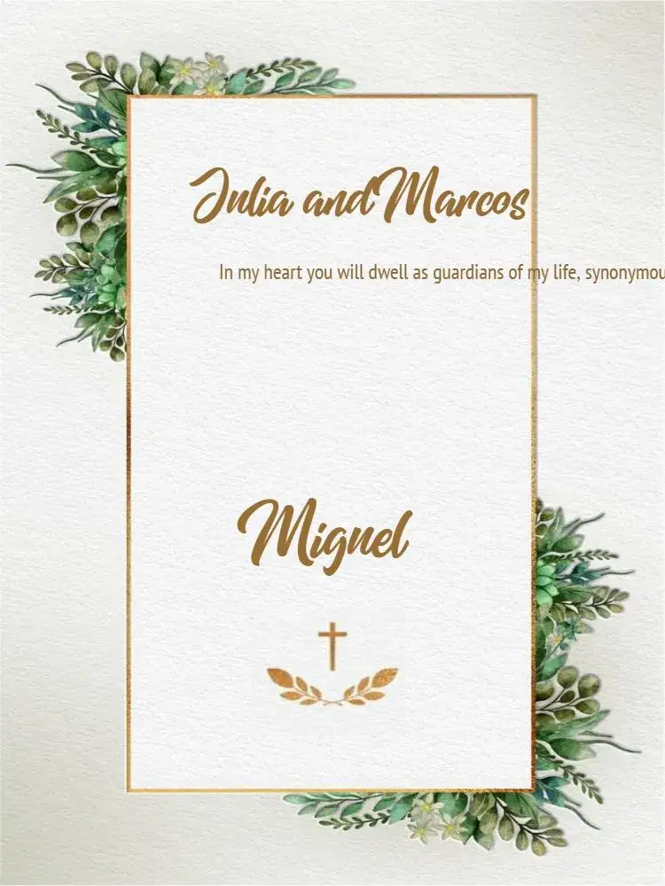 Invitation Green Foliage Unisex Baptism – Baptism theme green, foliage, minimalist, modern, natural, elegant