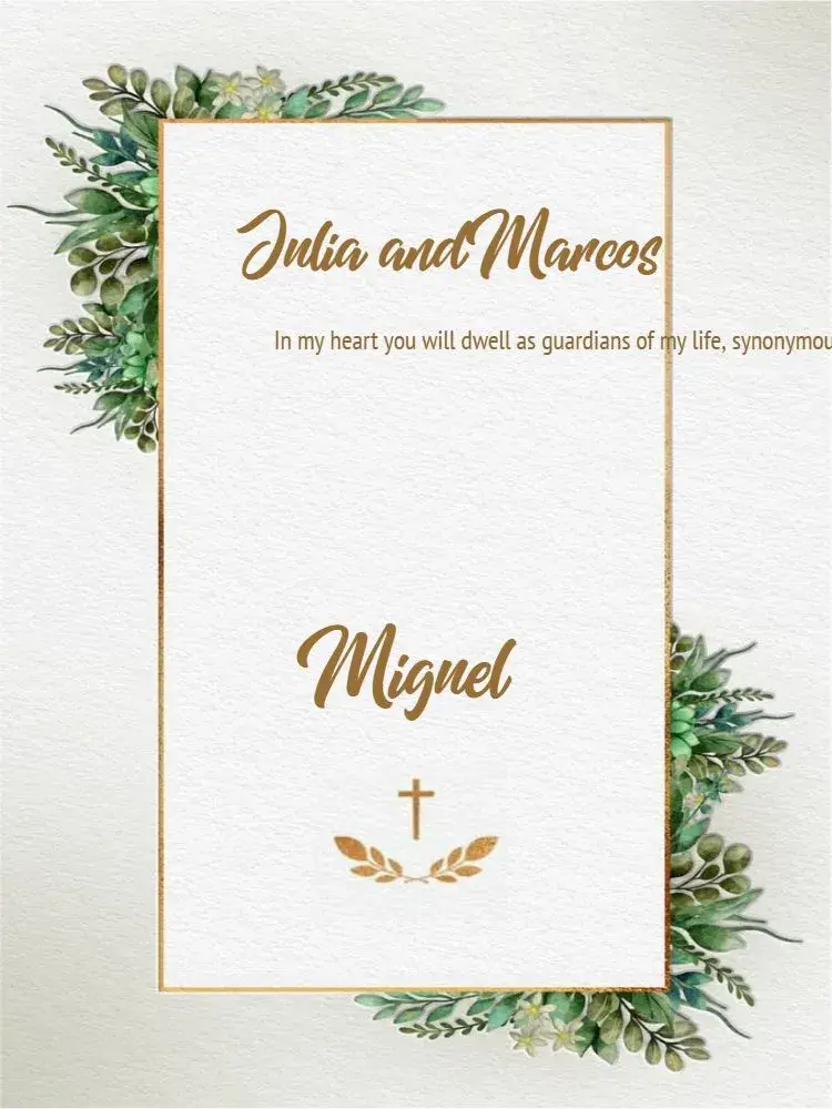 Green Foliage Unisex Baptism invitation