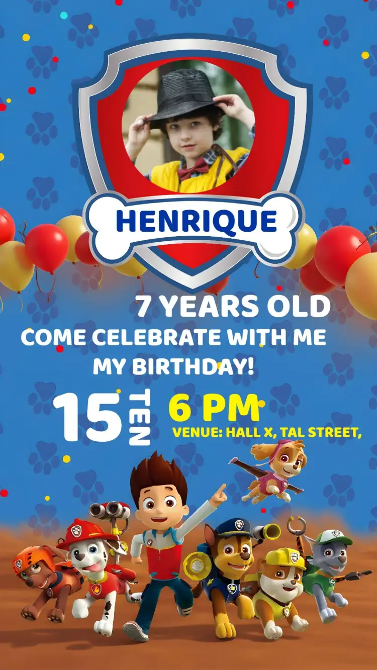 PAW Patrol Photo Invitation
