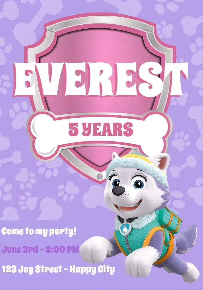 White Paw Patrol invitation