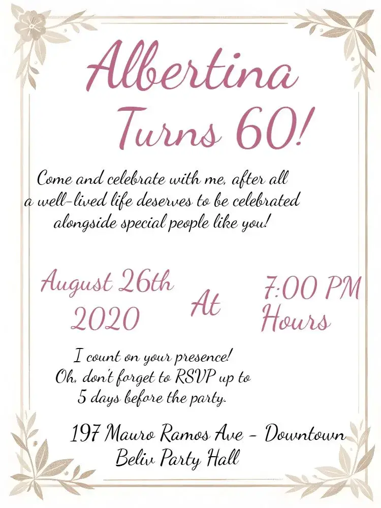 60 Years Black invitation