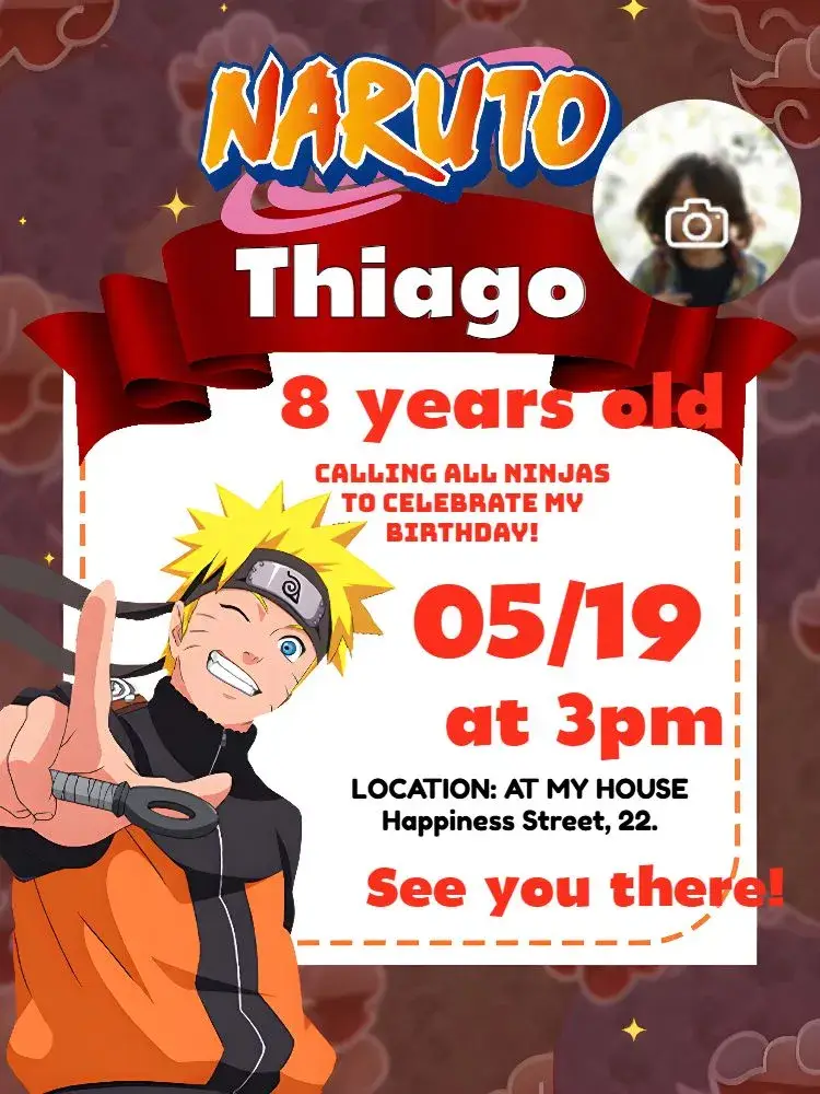 Naruto With Boy Photo invitation