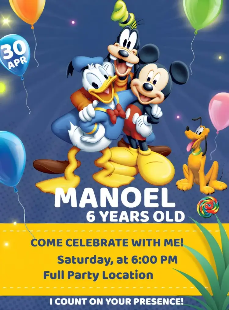 Mickey's Goofy Gang invitation