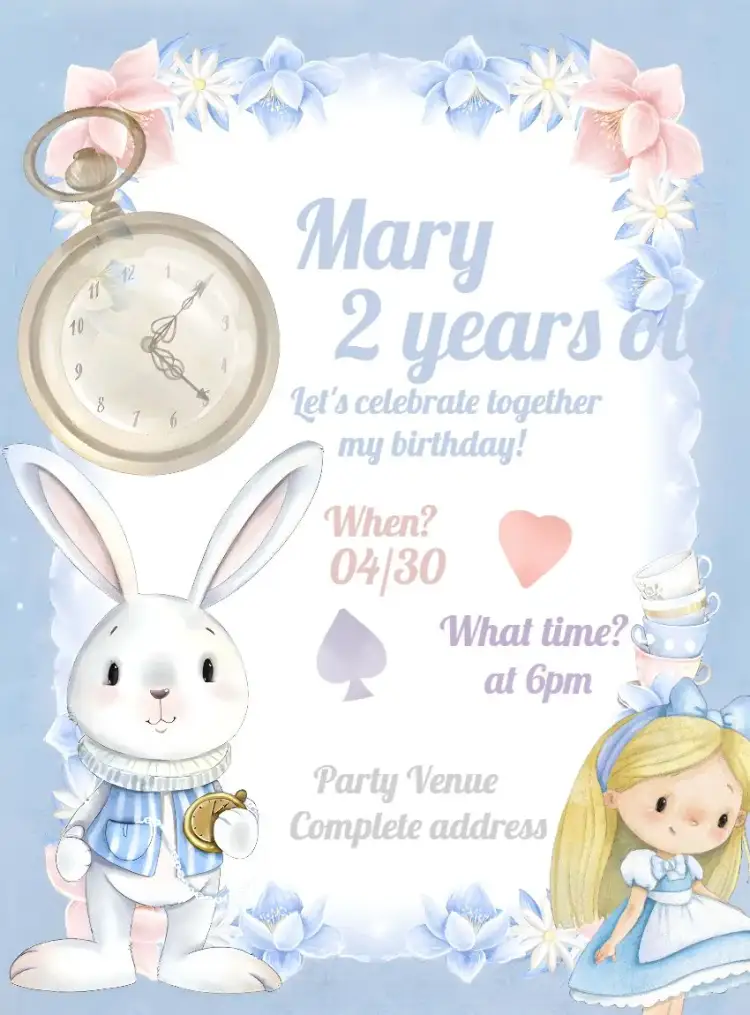 Invitation Alice In Wonderland Watercolor Dishes – Most searched for theme watercolor, floral, themed, colorful, fantasy