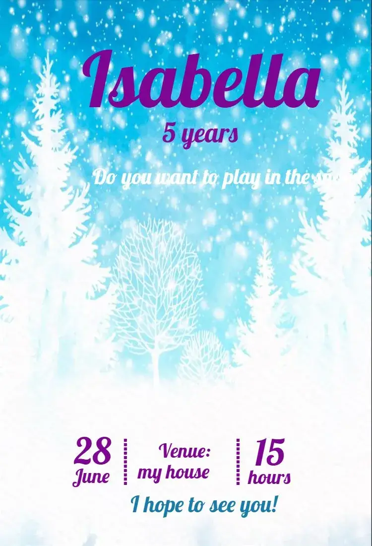 Virtual Snow Kids invitation