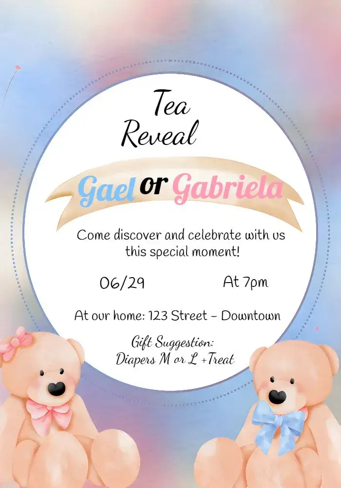 Baby Shower Teddy Bears Gender Reveal invitation