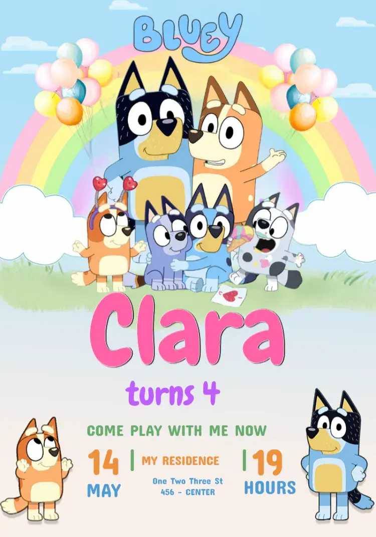 Editable Bluey invitations