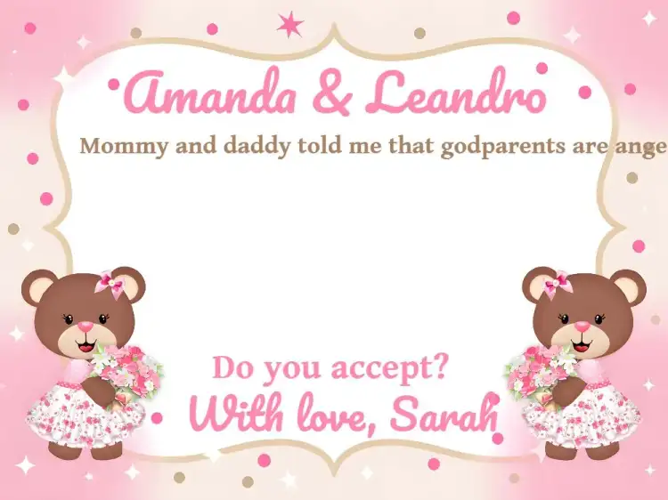 Godparents Of Baptism Little Angel Teddy Bear