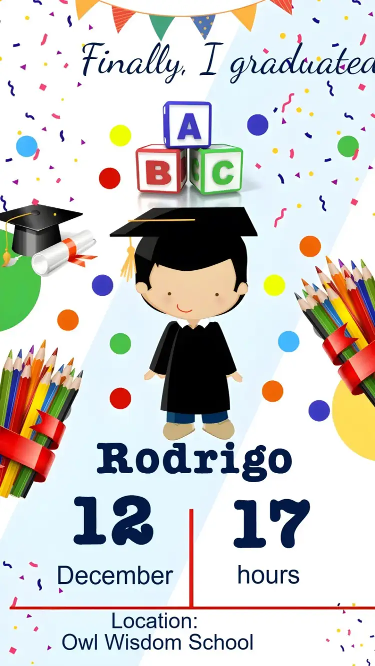 Invitation Graduation – Graduation theme colorful, modern, fun, school-themed, lively, youthful