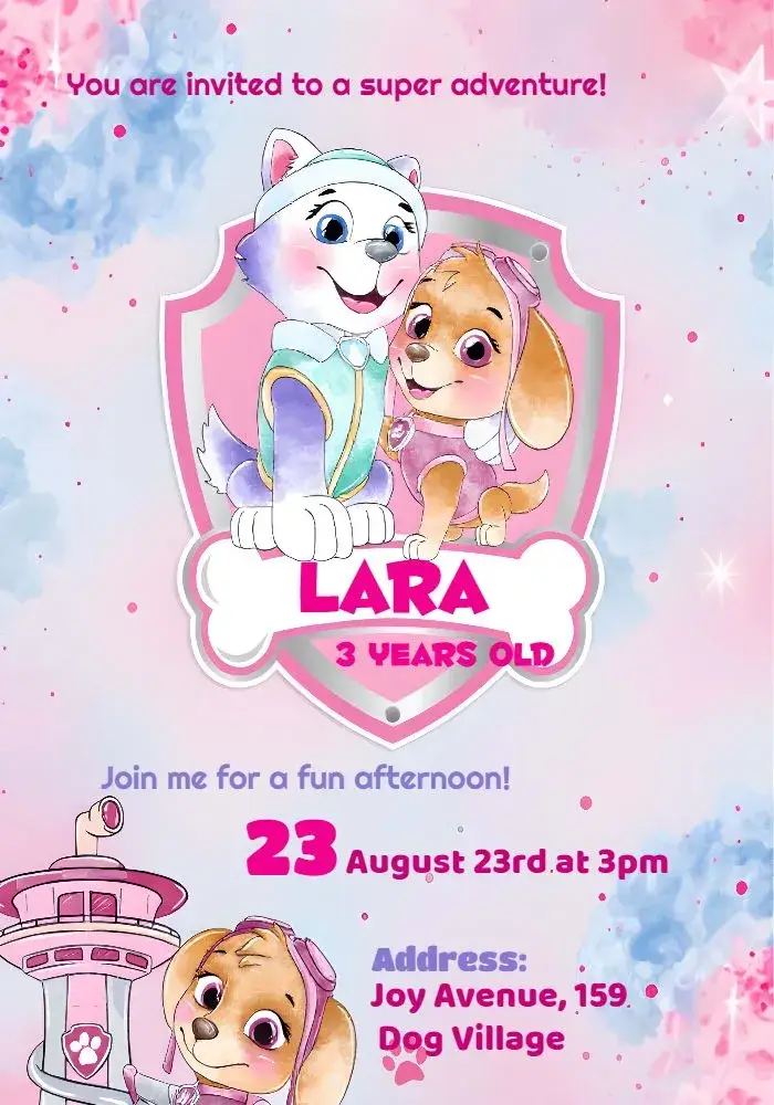 Invite Paw Patrol Party editable and customizable