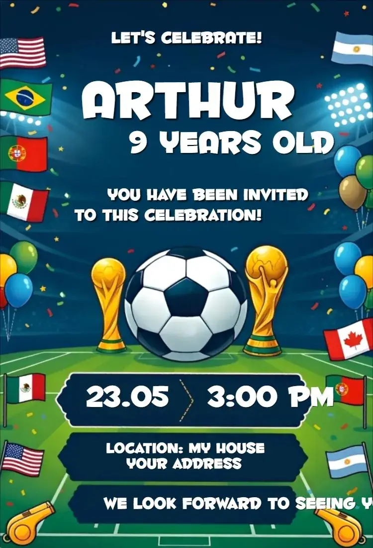 Invite World Cup 5 editable and customizable