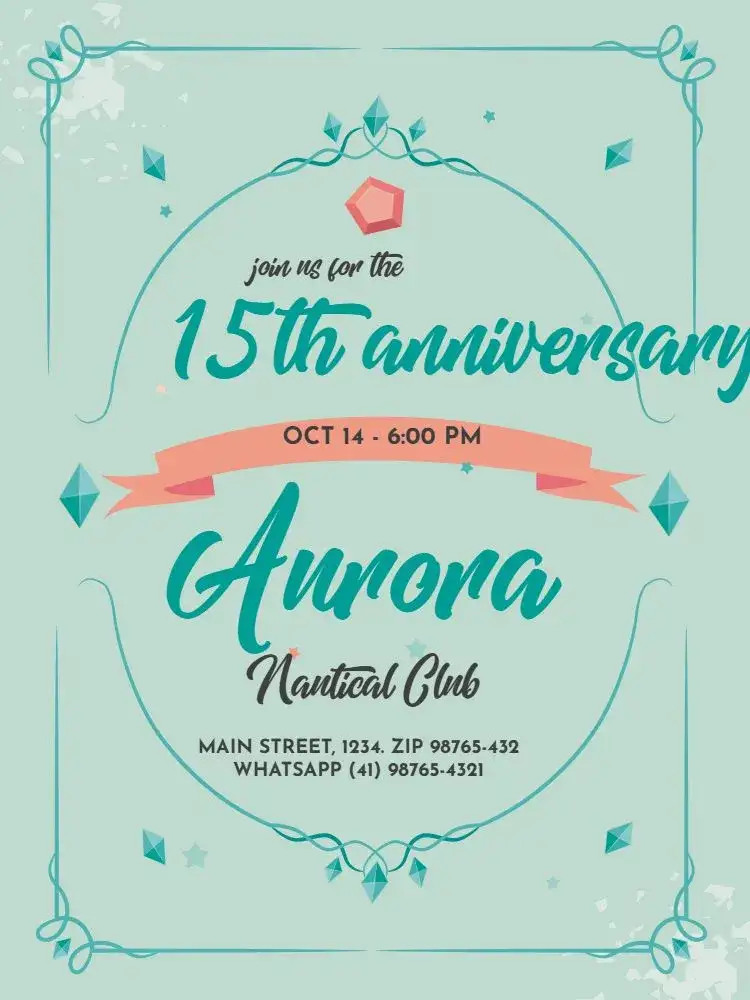 Invitation From 15 Years Diamond Green Gathering – Sweet 15 theme light green, delicate, diamonds, modern, elegant