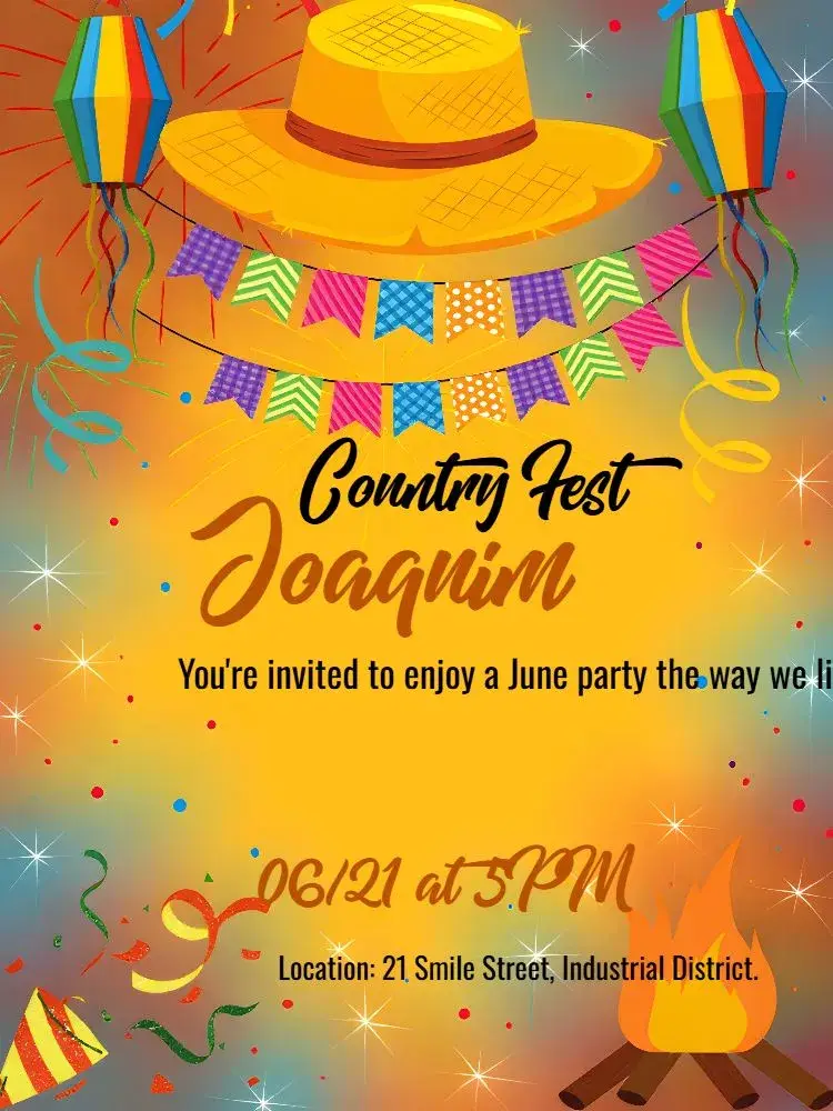Black 'Arraiá' Party invitation
