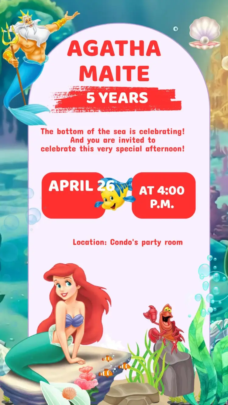 Little Mermaid Birthday Invitation