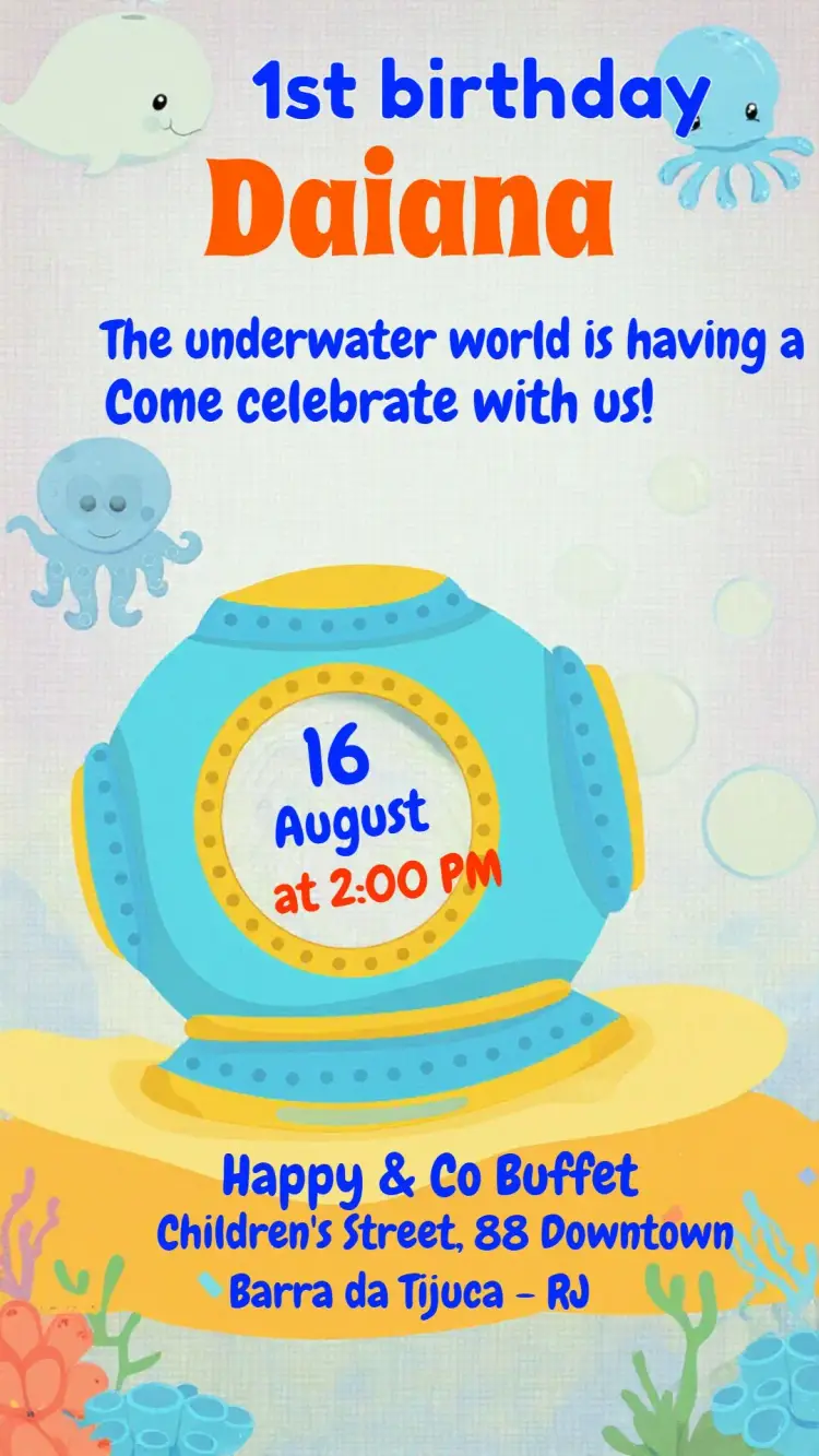 Blue Underwater World invitation