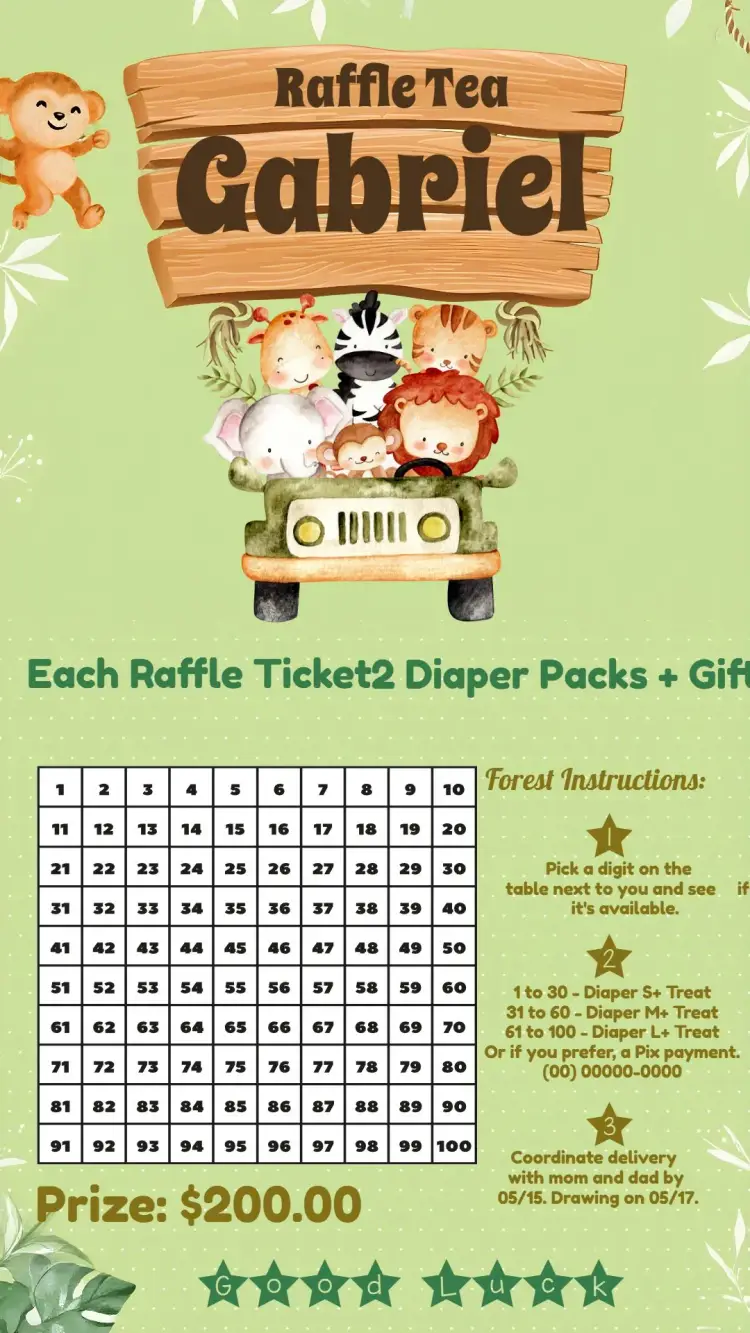 Golden Safari Raffle Tea invitation