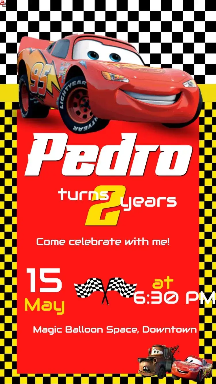 Lightning McQueen Cars invitation