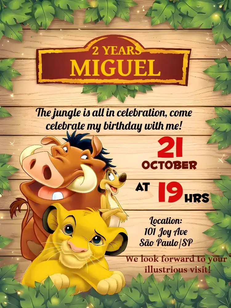 Disney Lion King invitation