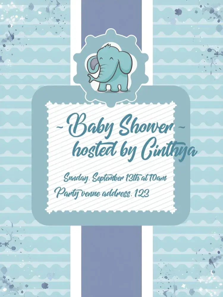Blue Elephant Baby Shower invitation