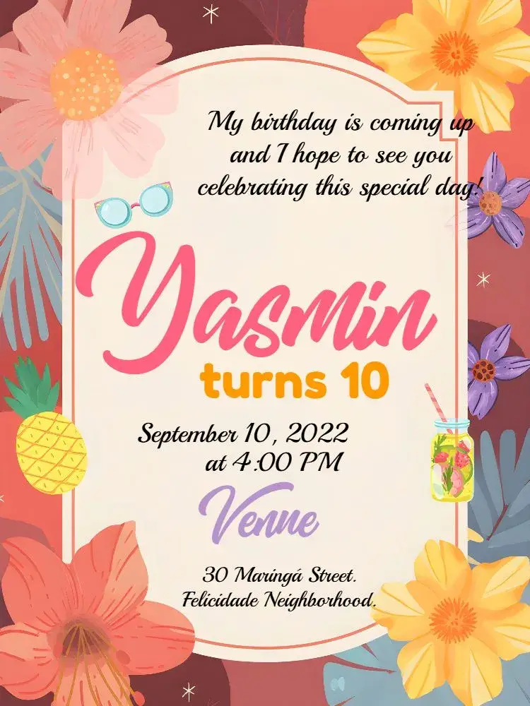 Invite Tropical Arrangement editable and customizable