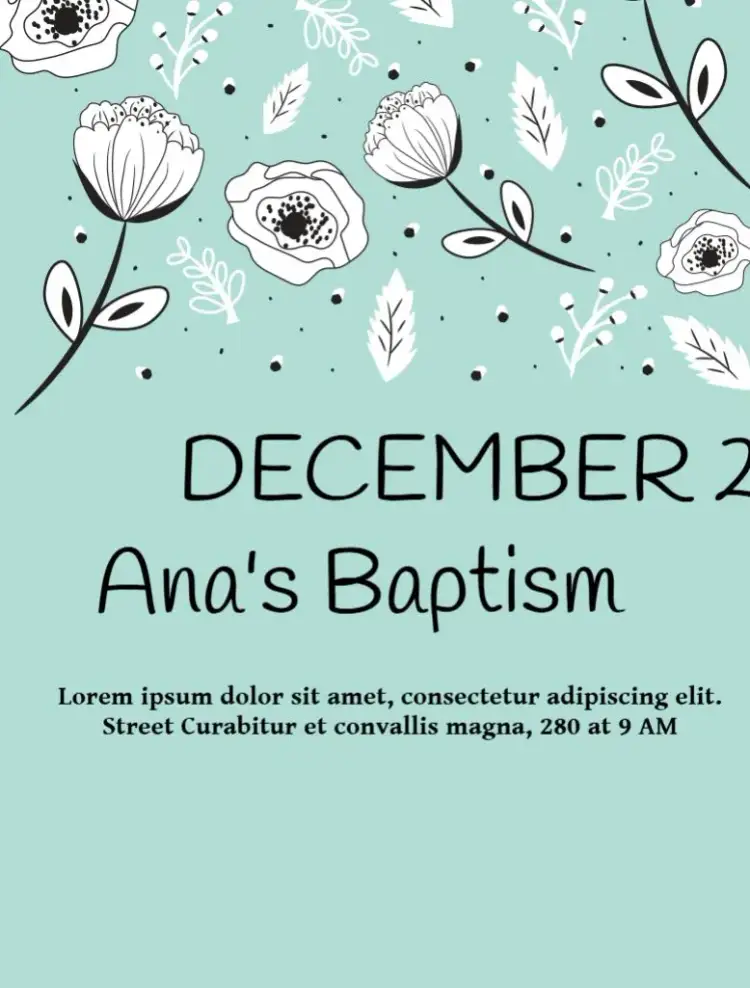 Invitation Baptism Flowers – Baptism theme floral, green, spring, delicate, modern, minimalist