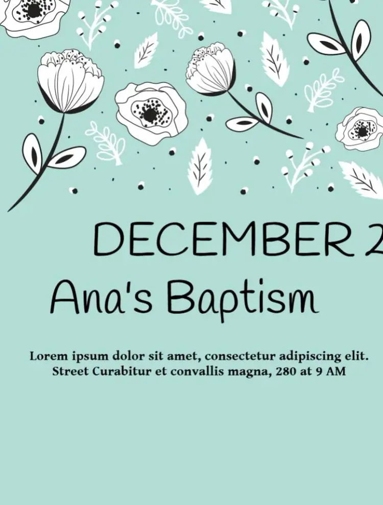 Baptism Flowers invitation