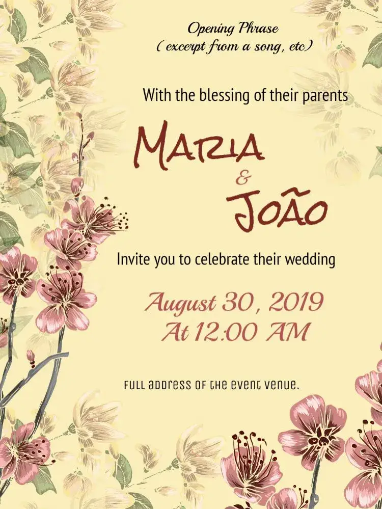 Vintage Floral Wedding invitation