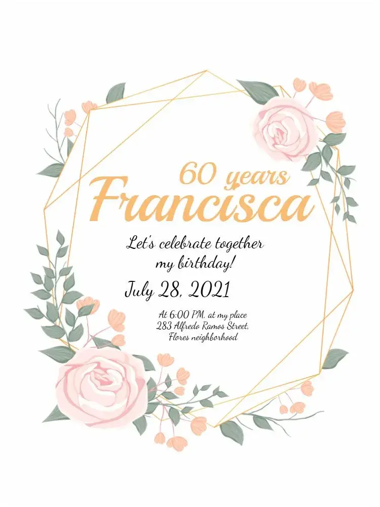 60 Years Floral 50 invitation